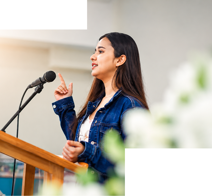 Student founder speaking